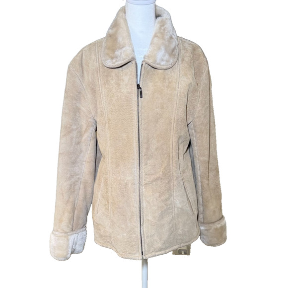 Vintage ZJazz Penny Lane Style Suede Leather Beige Women's Size Large Y2k Boho - Picture 3 of 10